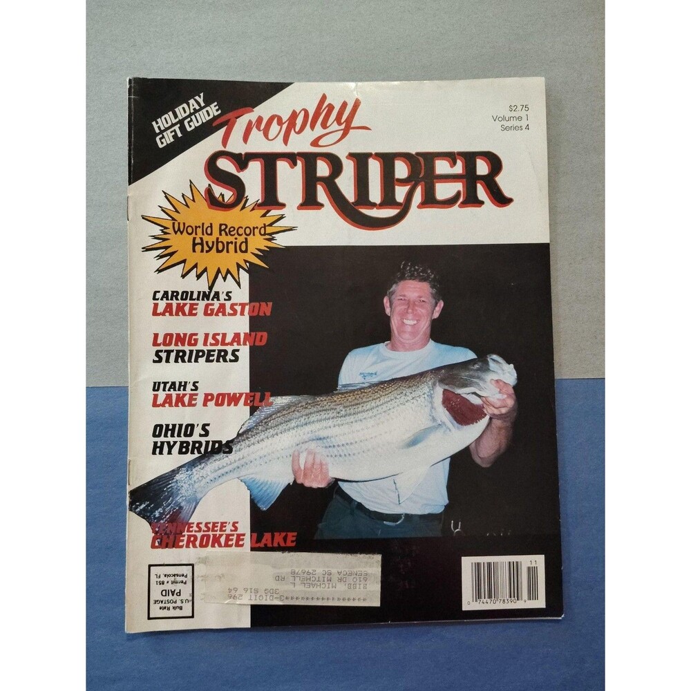 Vintage Trophy Striper Magazine Vol 1 Series 4 1990 World Record Hybrid Fishing